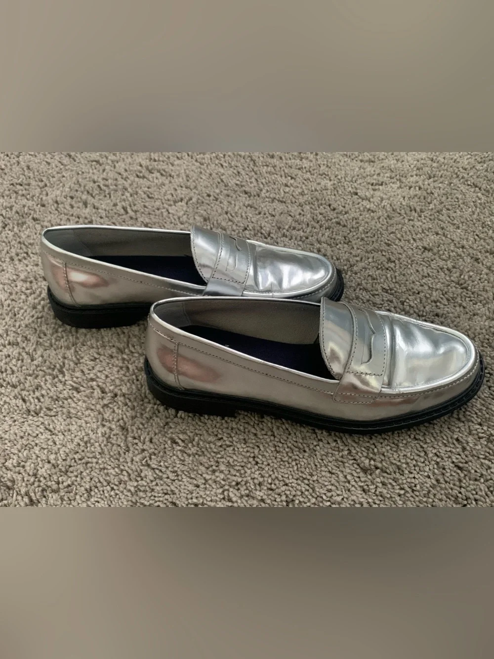 Classic Silver Penny Loafers